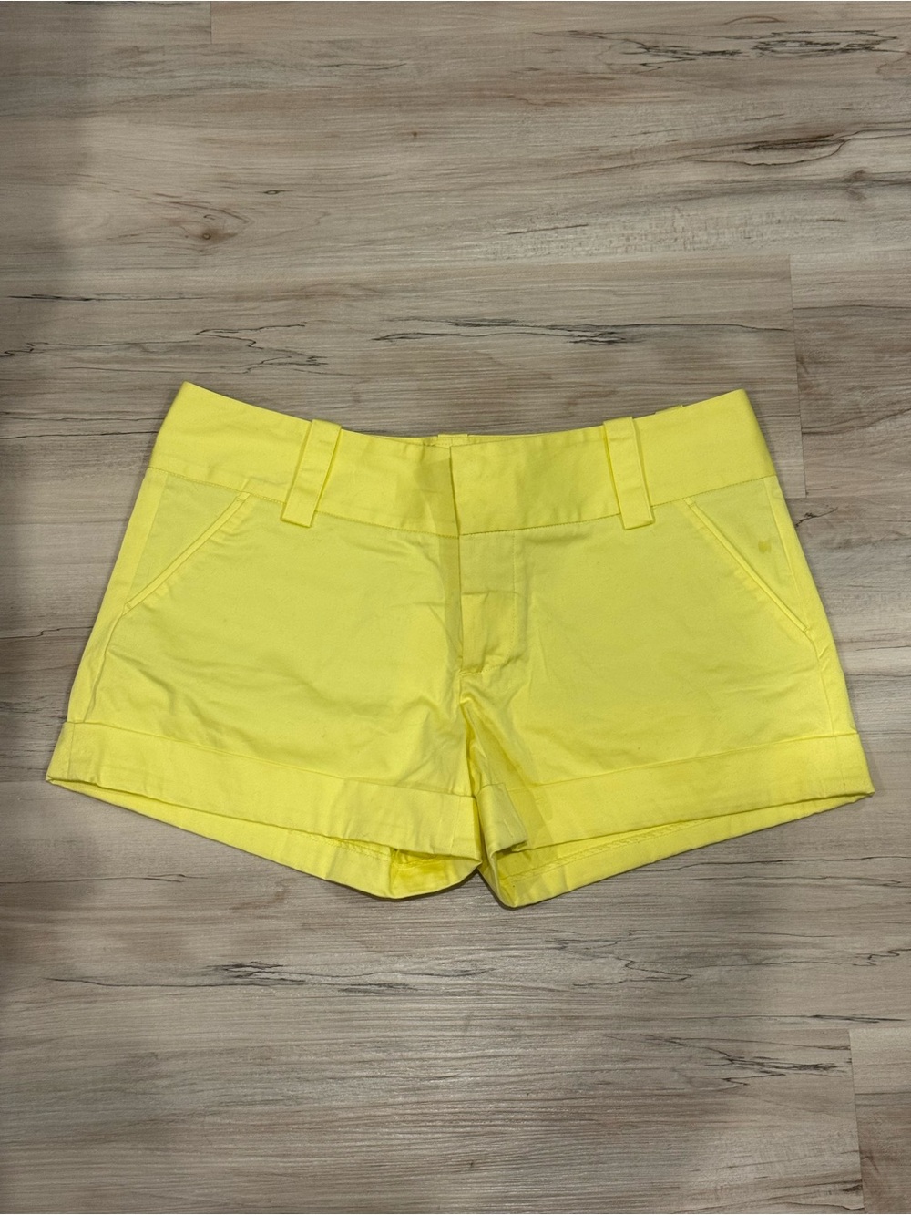 Alice + Olivia Sunny Yellow High-Waist Cotton Shorts